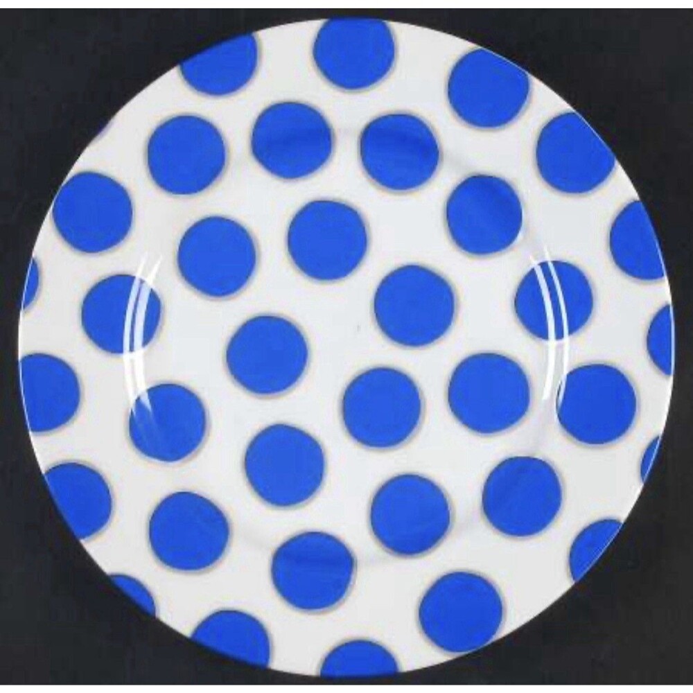 Marc Blackwell New York Dots Sea Blue 11.5” Dinner Plates Set of 5 Polka Dot